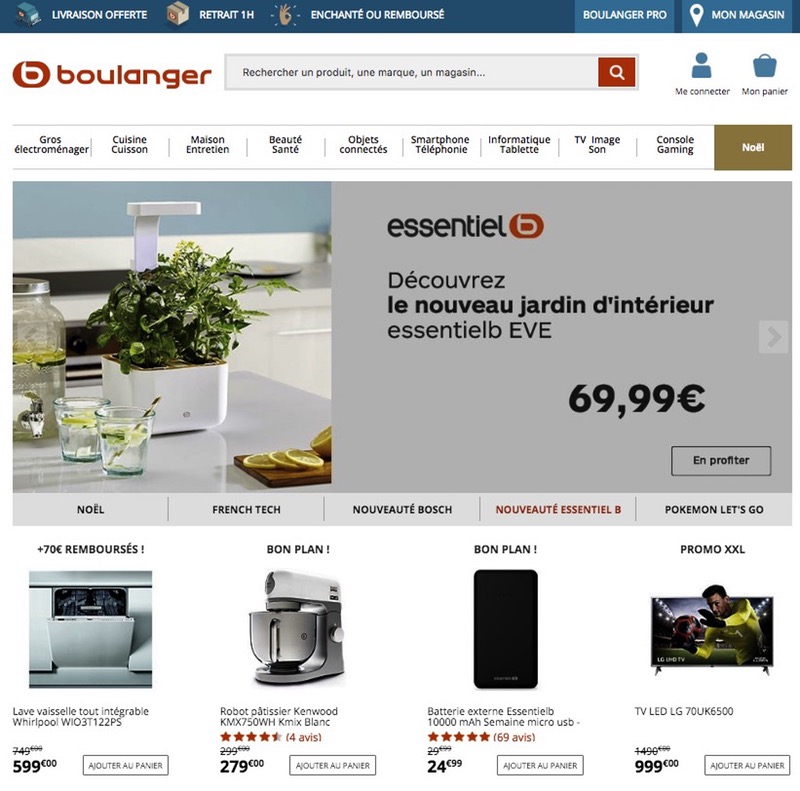 Page d'accueil site Boulanger