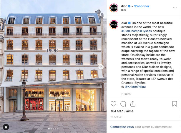 instagram image storytelling Dior