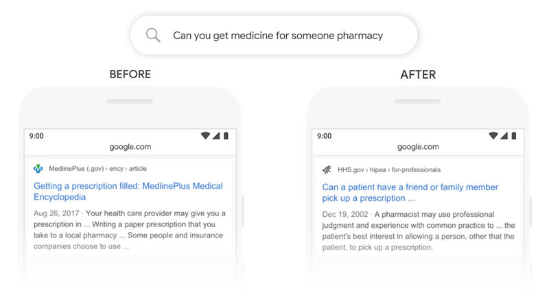 Google BERT seo mise jour exemple requête médecine