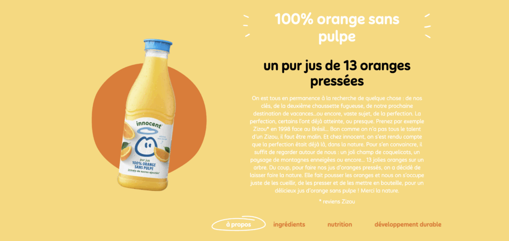 exemple de copywriting de la marque Innocent