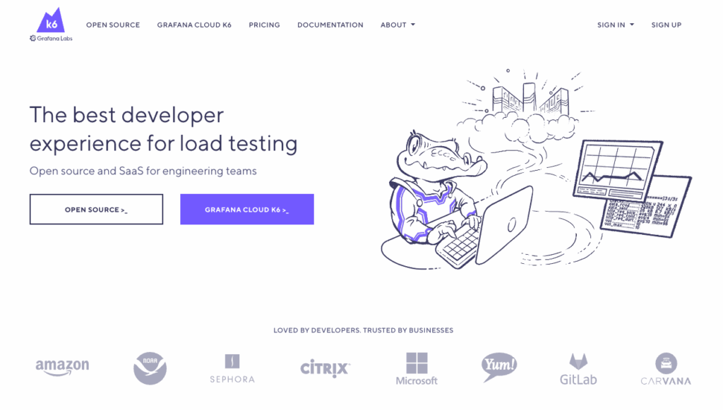 outil analyse vitesse site k6.io