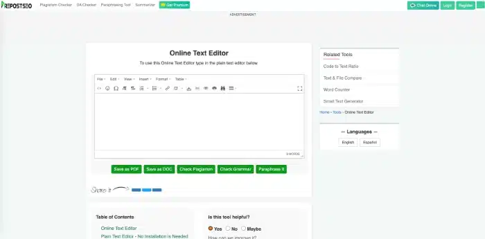 PrepostSEO éditeur HTML en ligne