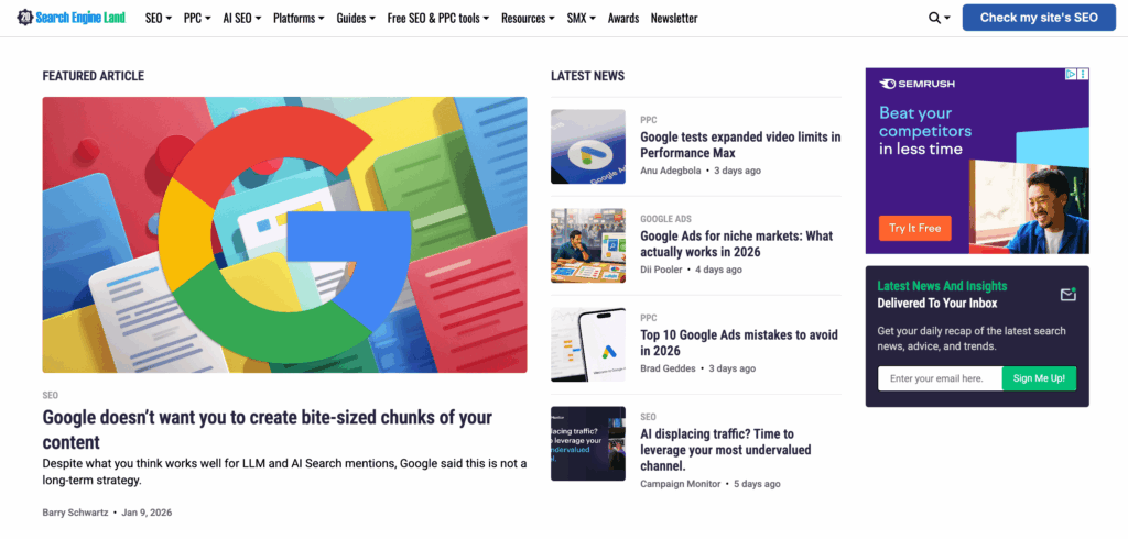 veille seo avec Search engine land