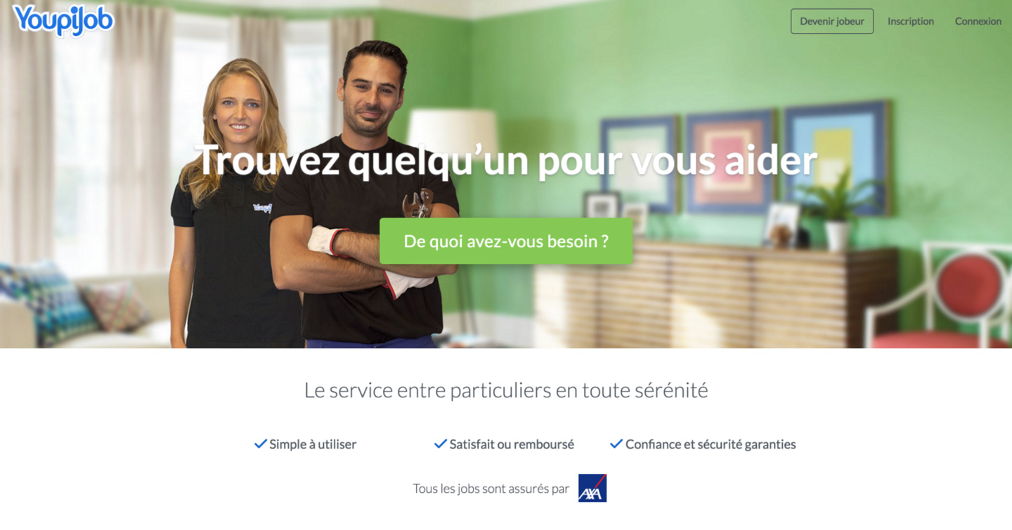 capture d'écran de la page d'accueil du site YoupiJob.fr